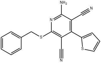 2-amino-6-(benzylsulfanyl)-4-(2-thienyl)-3,5-pyridinedicarbonitrile Structure