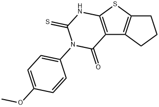 3-(4-methoxyphenyl)-2-sulfanyl-3,5,6,7-tetrahydro-4H-cyclopenta[4,5]thieno[2,3-d]pyrimidin-4-one Struktur