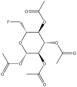 6-Fluoro-1-O,2-O,3-O,4-O-tetraacetyl-6-deoxy-β-D-glucopyranose 结构式