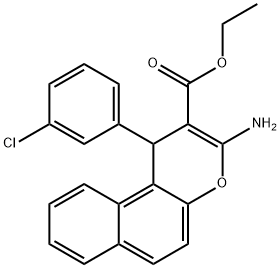 1-(3-クロロフェニル)-3-アミノ-1H-ナフト[2,1-b]ピラン-2-カルボン酸エチル 化学構造式