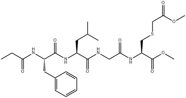 N-Propionyl-L-Phe-L-Leu-Gly-S-(2-methoxy-2-oxoethyl)-L-Cys-OMe Structure