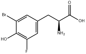 α-アミノ-5-ブロモ-3-フルオロ-4-ヒドロキシベンゼンプロピオン酸 化学構造式