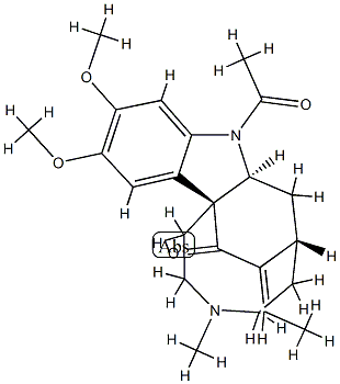 (2β,7S,14E,15S)-1-Acetyl-14,19-didehydro-10,11-dimethoxy-4-methyl-3,4-secocondyfolan-3-one Struktur