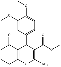 methyl 2-amino-4-(3,4-dimethoxyphenyl)-5-oxo-5,6,7,8-tetrahydro-4H-chromene-3-carboxylate 结构式