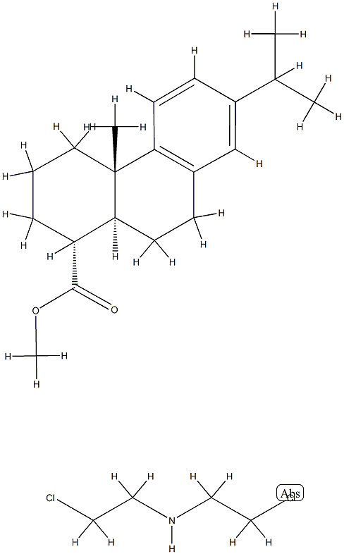 2-chloro-N-(2-chloroethyl)ethanamine, methyl (1R,4aS,10aS)-4a-methyl-7 -propan-2-yl-2,3,4,9,10,10a-hexahydro-1H-phenanthrene-1-carboxylate 化学構造式