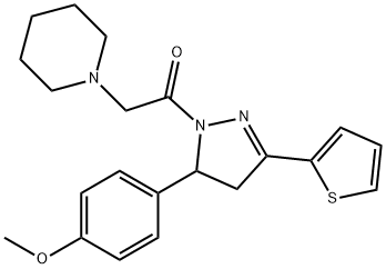 1-{2-[5-(4-methoxyphenyl)-3-(2-thienyl)-4,5-dihydro-1H-pyrazol-1-yl]-2-oxoethyl}piperidine 结构式