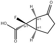 Bicyclo[3.1.0]hexane-6-carboxylic acid, 6-fluoro-2-oxo-, (1R,5R,6R)-rel- (9CI) Structure