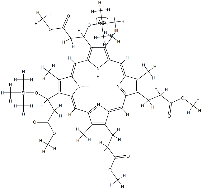 3,8,13,17-テトラメチル-β',β''-ビス[(トリメチルシリル)オキシ]-21H,23H-ポルフィリン-2,7,12,18-テトラプロピオン酸テトラメチル 化学構造式