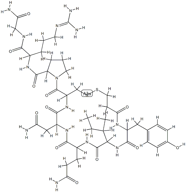 Oxytocin, 1-(3-mercaptopropanoic acid)-8-L-arginine- Structure
