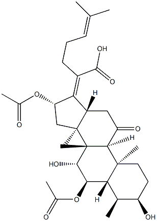 (4α,8α,9β,13α,14β,17Z)-6α,16β-Diacetoxy-3α,7β-dihydroxy-11-oxo-29-nor-5α-dammara-17(20),24-dien-21-oic acid Structure
