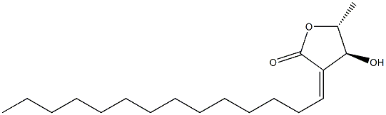 (4S)-4,5-Dihydro-4α-hydroxy-5β-methyl-3-[(Z)-tetradecan-1-ylidene]furan-2(3H)-one Struktur