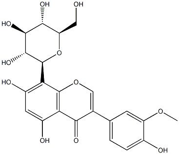 8-β-D-Glucopyranosyl-5,7-dihydroxy-3-(4-hydroxy-3-methoxyphenyl)-4H-1-benzopyran-4-one Structure