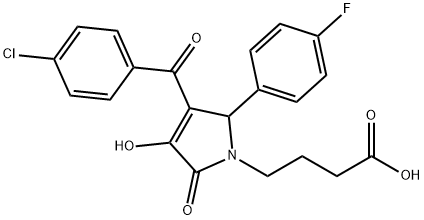 4-[3-(4-chlorobenzoyl)-2-(4-fluorophenyl)-4-hydroxy-5-oxo-2,5-dihydro-1H-pyrrol-1-yl]butanoic acid 化学構造式