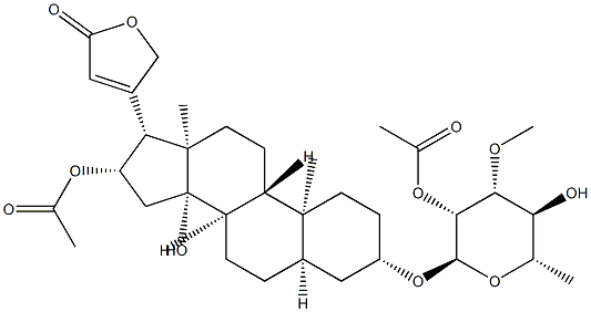 4420-66-0 3β-[(2-O-Acetyl-6-deoxy-3-O-methyl-α-L-mannopyranosyl)oxy]-16β-(acetyloxy)-14-hydroxy-5β-card-20(22)-enolide