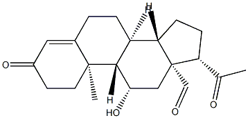 11β-ヒドロキシ-3,20-ジオキソプレグナ-4-エン-18-アール 化学構造式