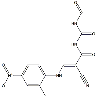 N-acetyl-N'-(2-cyano-3-{4-nitro-2-methylanilino}acryloyl)urea Struktur