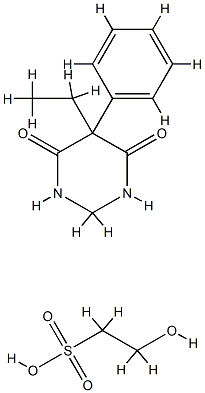 2-hydroxyethanesulphonic acid, compound with 5-ethyldihydro-5-phenylpyrimidine-4,6(1H,5H)-dione (1:1) Struktur