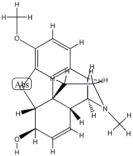 7,8-ジデヒドロ-4,5α-エポキシ-3-メトキシ-17-メチルモルフィナン-6β-オール 化学構造式