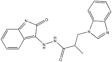 (E)-3-(1H-benzo[d]imidazol-1-yl)-2-methyl-N-(2-oxoindolin-3-ylidene)propanehydrazide Struktur