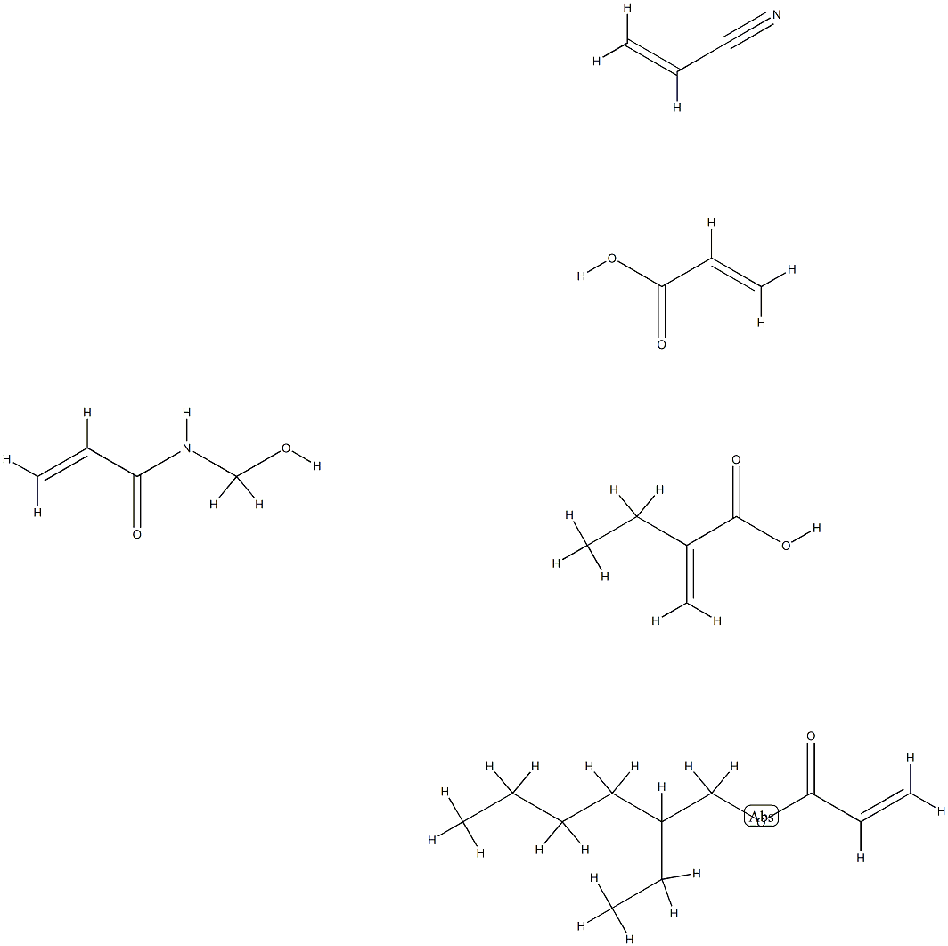 2-丙烯酸与2-丙烯酸-2-乙基己酯、2-丙烯酸乙酯、N-(羟甲基)-2-丙烯酰胺和2-丙烯腈的聚合物 结构式