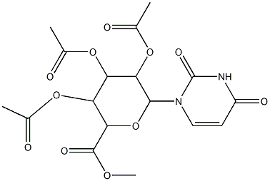 1-脱氧-1-(3,4-二氢-2,4-二氧代-1(2H)-嘧啶基)-BETA-D-吡喃葡萄糖醛酸甲酯 2,3,4-三乙酸酯 结构式