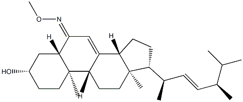 (22E)-3β-Hydroxy-5α-ergosta-7,22-dien-6-one O-methyl oxime Structure
