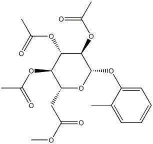 2-メチルフェニルβ-D-グルコピラノシド2,3,4,6-テトラアセタート 化学構造式