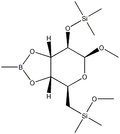 Methyl 2-O,6-O-bis(trimethylsilyl)-3-O,4-O-(methylboranediyl)-α-D-galactopyranoside Structure