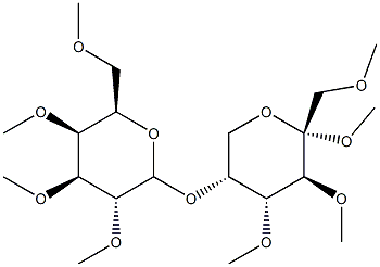 2-O-Methyl-1-O,3-O,4-O-trimethyl-5-O-(2-O,3-O,4-O,6-O-tetramethyl-β-D-galactopyranosyl)-D-fructopyranose 结构式