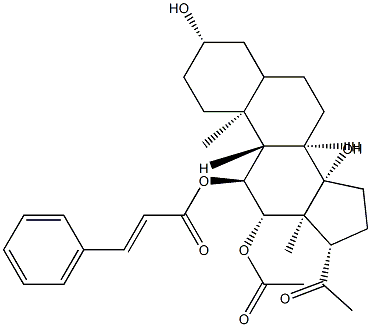 (14β)-12β-Acetyloxy-3β,14-dihydroxy-11α-[(1-oxo-3-phenyl-2-propenyl)oxy]pregnan-20-one Struktur