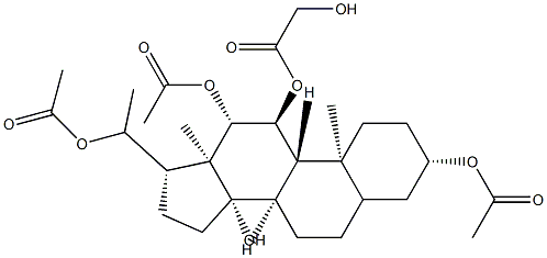 プレグナン-3β,11α,12β,14β,20-ペンタオール3,12,20-トリアセタート11-ヒドロキシアセタート 化学構造式