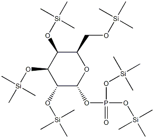 2-O,3-O,4-O,6-O-テトラキス(トリメチルシリル)-α-D-ガラクトピラノース[りん酸ビス(トリメチルシリル)] 化学構造式