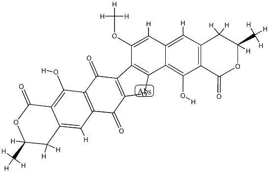 (3R,12R)-3,4,12,13-テトラヒドロ-9,17-ジヒドロキシ-7-メトキシ-3,12-ジメチル-1H,8H-フロ[2'',3'':6,7:4'',5'':7',8']ジナフト[2,3-c:2',3'-c']ジピラン-1,8,10,15-テトラオン 化学構造式