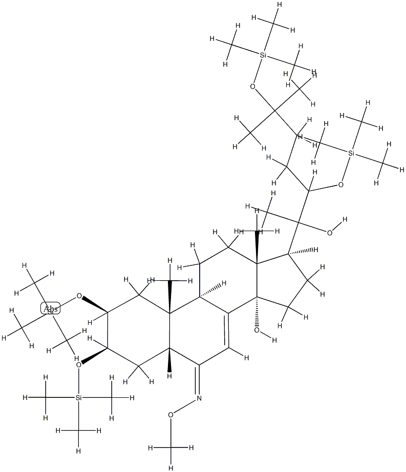 (20ξ)-14,20-Dihydroxy-2β,3β,22,25-tetrakis[(trimethylsilyl)oxy]-5β-cholest-7-en-6-one O-methyl oxime,55821-12-0,结构式