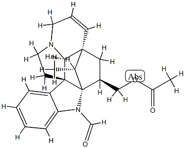 (5α,12β,19α,20R)-3β-[(アセチルオキシ)メチル]-6,7-ジデヒドロ-2α,20-シクロアスピドスペルミジン-1-カルボアルデヒド 化学構造式