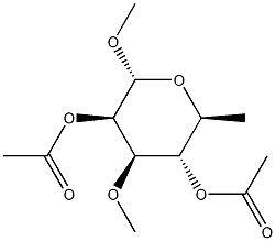 Methyl 6-deoxy-2-O,4-O-diacetyl-3-O-methyl-α-L-mannopyranoside Struktur