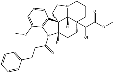 20-Hydroxy-17-methoxy-1-(1-oxo-3-phenylpropyl)aspidospermidin-21-oic acid methyl ester Struktur
