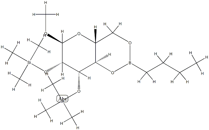 alpha-D-Mannopyranoside, methyl 2,3-bis-O-(trimethylsilyl)-, cyclic bu tylboronate,56211-09-7,结构式
