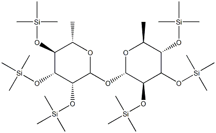 [6-Deoxy-2-O,3-O,4-O-tris(trimethylsilyl)-α-L-mannopyranosyl]6-deoxy-2-O,3-O,4-O-tris(trimethylsilyl)-α-L-mannopyranoside Structure