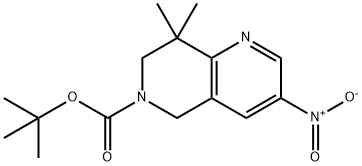 tert-butyl 8,8-diMethyl-3-nitro-7,8-dihydro-1,6-naphthyridine-6(5H)-carboxylate Struktur