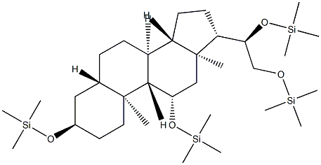 [[(20R)-5α-プレグナン-3α,11β,20,21-テトライル]テトラ(オキシ)]テトラキス(トリメチルシラン) 化学構造式