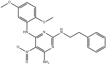 N~4~-(2,5-dimethoxyphenyl)-5-nitro-N~2~-(2-phenylethyl)pyrimidine-2,4,6-triamine 结构式