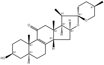 (14β,20β,22R,25R)-3β-ヒドロキシ-5α-スピロスタ-8-エン-11-オン 化学構造式