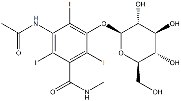 5-(Acetylamino)-3-(β-D-glucopyranosyloxy)-N-methyl-2,4,6-triiodobenzamide Structure