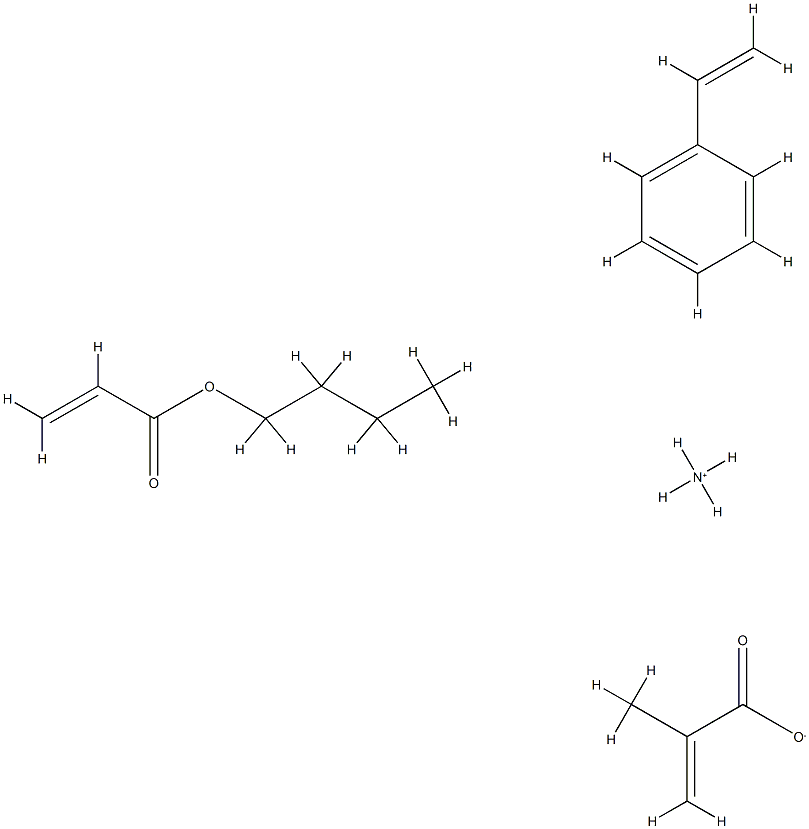 2-Propenoic acid, 2-methyl-, polymer with butyl 2-propenoate and ethenylbenzene, ammonium salt Structure