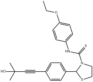 3-Thiazolidinecarbothioamide,N-(4-ethoxyphenyl)-2-[4-(3-hydroxy-3-methyl-1-butynyl)phenyl]-(9CI) Structure