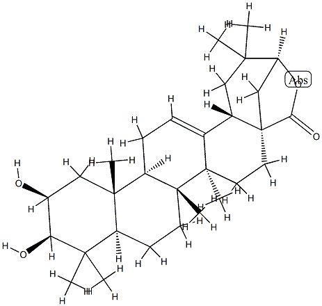 2β,3β,21β-トリヒドロキシオレアナ-12-エン-28-酸γ-ラクトン 化学構造式