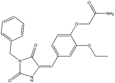 2-{4-[(1-benzyl-2,5-dioxo-4-imidazolidinylidene)methyl]-2-ethoxyphenoxy}acetamide Struktur