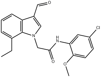 1H-Indole-1-acetamide,N-(5-chloro-2-methoxyphenyl)-7-ethyl-3-formyl-(9CI) 化学構造式