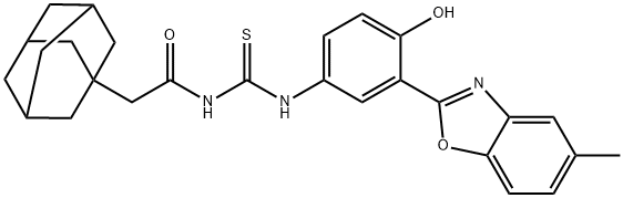 Tricyclo[3.3.1.13,7]decane-1-acetamide, N-[[[4-hydroxy-3-(5-methyl-2-benzoxazolyl)phenyl]amino]thioxomethyl]- (9CI),593238-62-1,结构式